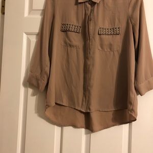 Tan utility shirt with rhinestone detailing